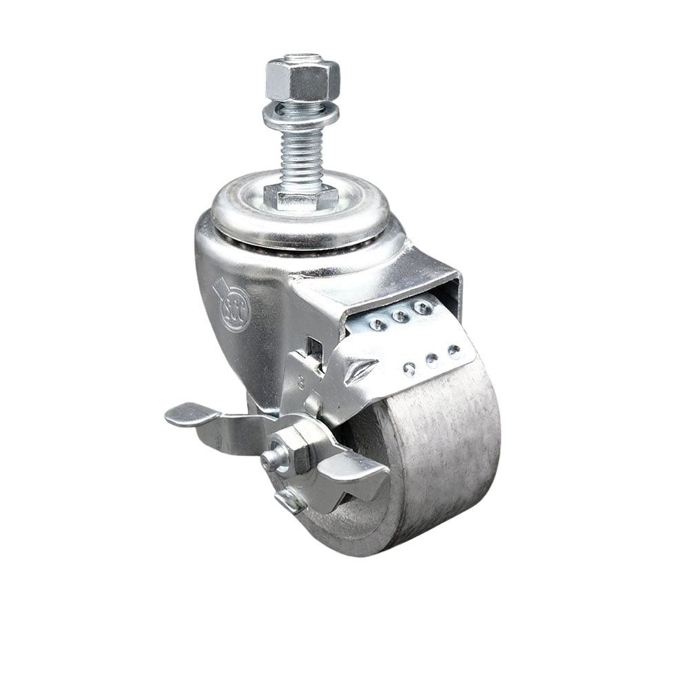 Semi Steel Swivel TS Caster w/Roller Bearing - 3" Wheel & 12MM Stem w/Brake