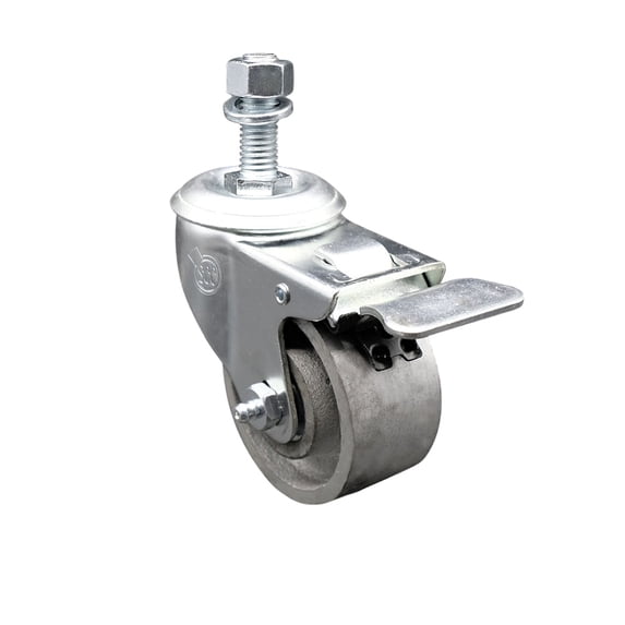 Semi Steel Swivel TS Caster w/Roller Bearing-3" Wheel&12MM Stem w/Total Lock BRK