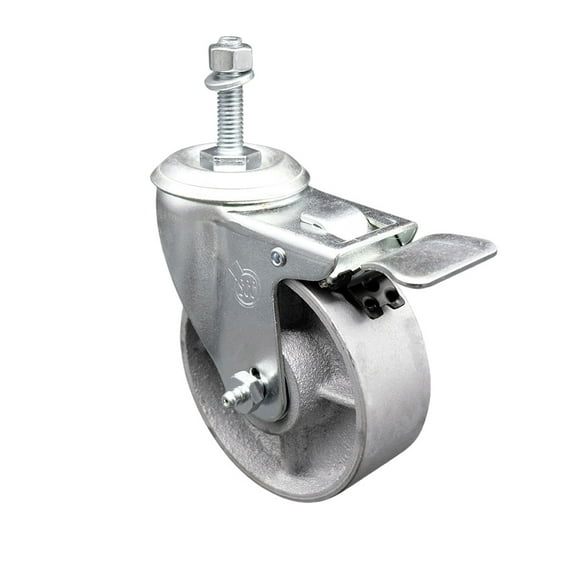 Semi Steel Swivel TS Caster w/Roller Bearing 4 quot Wheel 10MM Stem w/Total Semi Steel Swivel TS Caster w/Roller Bearing 4 quot Wheel 10MM Stem w/Total