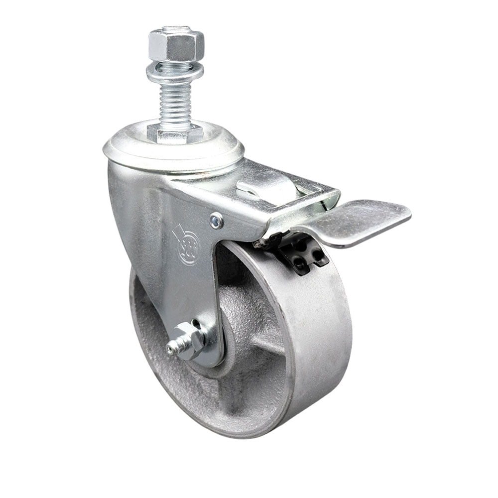 Semi Steel Swivel TS Caster w/Roller Bearing-4" Wheel&12MM Stem w/Total Lock BRK