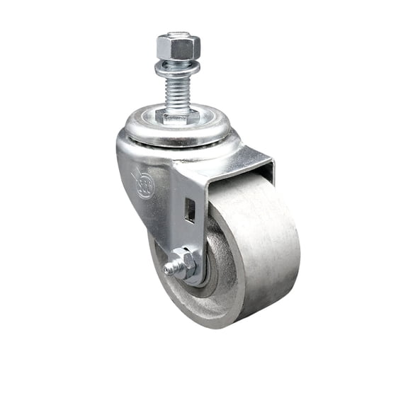 Semi Steel Swivel Threaded Stem Caster w/Roller Bearing - 3" Wheel & 12MM Stem