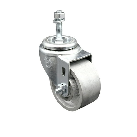 Semi Steel Swivel Threaded Stem Caster w/Roller Bearing - 3" Wheel & 3/8" Stem