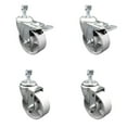 thumbnail image 1 of Semi Steel Swvl TS Caster Set 4 w/Roller Bearing-4" Wheel&1/2" Stems-2 w/TTL BRK, 1 of 2