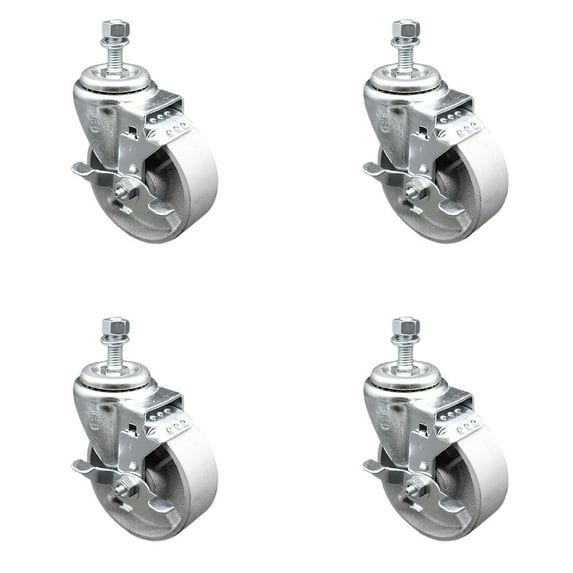 Semi Steel Swvl TS Caster w/4" Wheel&10mm Stem-4 Swvl w/Top Lck BRK