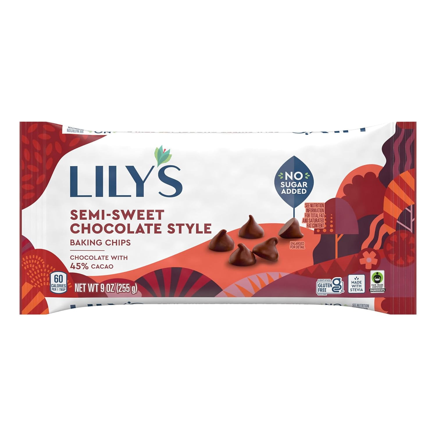 Semi Sweet Chocolate No Sugar Added, Baking Chips Bags, 9 oz (3 Count)