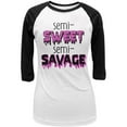 thumbnail image 1 of Semi-Sweet Semi-Savage Sprinkles Juniors 3/4 Sleeve Raglan T Shirt White-Black MD, 1 of 1