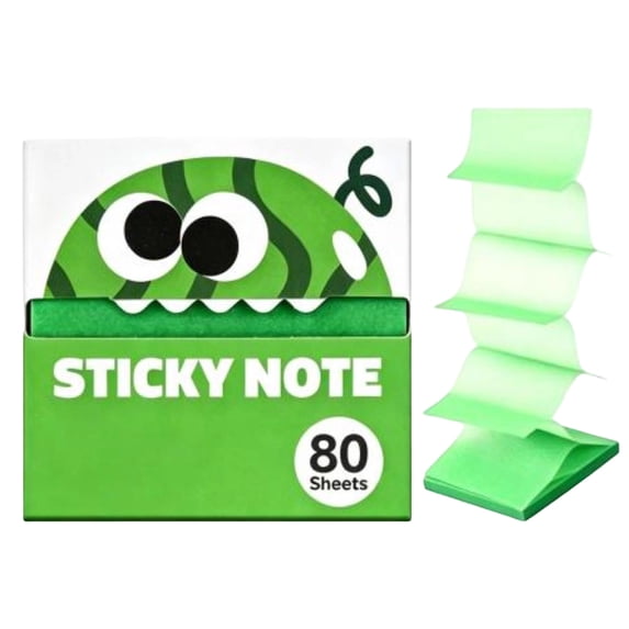 Semi-Transparent Sticky Notes,80 Sheets Self‑Adhesive Sticky Note Pads for Reading Annotating Documents Office Supplies,Green