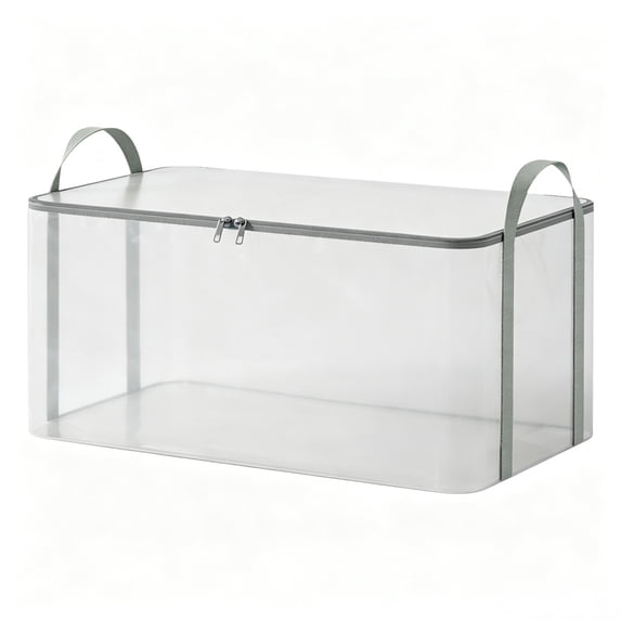 Semi-Transparent Storage Tote,EVA Reinforced Container With Long Handles,Large Capacity Wear Resistant Design,Spacious Interior For Daily Supplies,Durable Zipper Closure,Home And Travel Storage