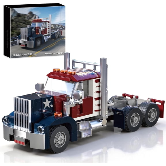 Semi Truck Building Set, MOC City Road Tow Truck Model Kit Build and Display, Technology Trailer Set Toy (269PCS)