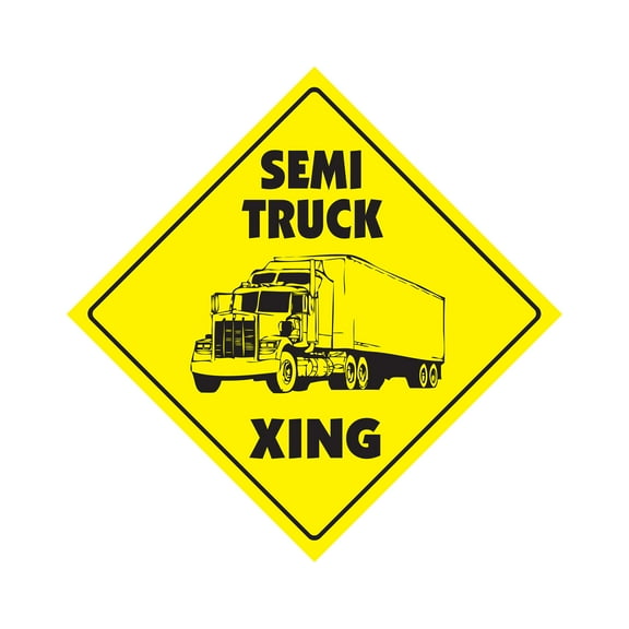Semi Truck Crossing Sign Zone Xing | Indoor/Outdoor | 12" Tall driver teamster trucker 18 wheeler