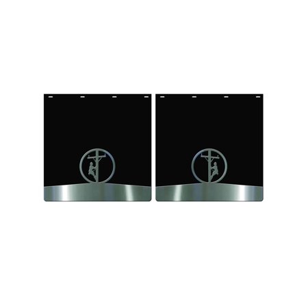 Semi-Truck Flatbed Mud Flaps with Line Man Anchor Weights