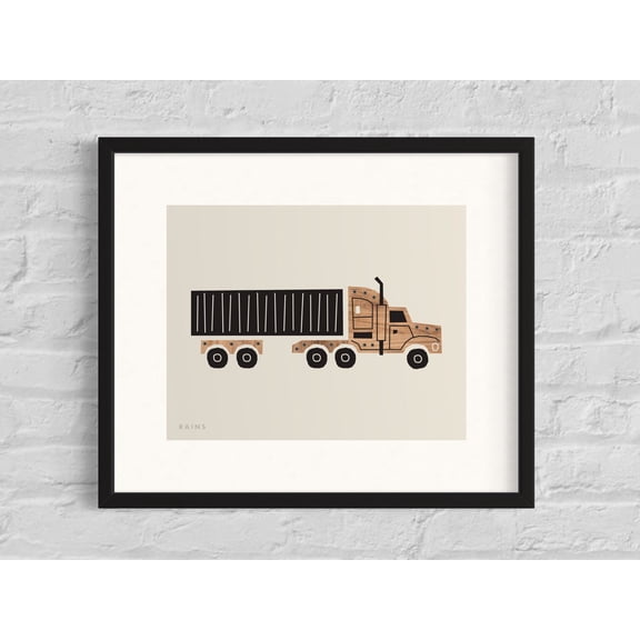 Semi Truck Print, Semi Trailer Container, Transportation Wall Art, Truck Printable, Semi Truck Birthday, Big Boys Decor, Trucks Wall Art UNFRAMED Poster, Wall Art for Decor, Present, 16x24