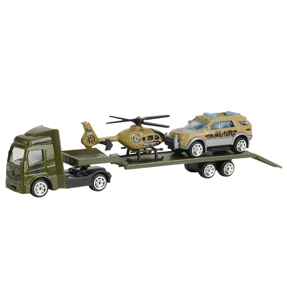 Semi Truck Set of 3, Army Truck Trailer,8.5 Inch Large Size Truck Toy, 1/64 Scale Tractor, Transport Vehicle Toy Car for boy Gifts