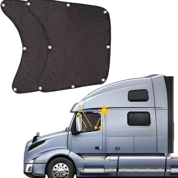 Semi Truck Side Window Sun Shade Mesh  Truck Window Shade with Suction Cups for Sun Protection, Heat Reduction, UV Blocking, Breathable Privacy Screen, Fits Most Semi Truck Windows