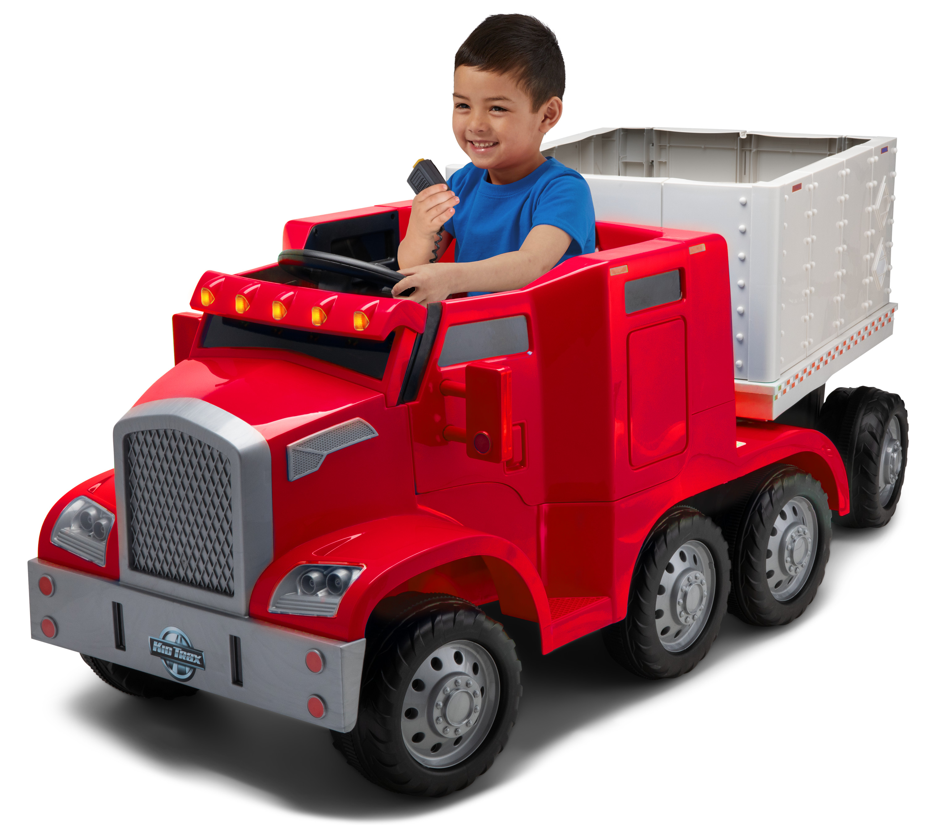 Semi-Truck and Trailer Ride-On Toy by Kid Trax Red, Rig - image 1 of 8