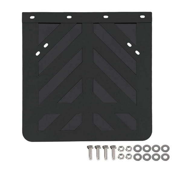 Semi Truck and Trailers Mud Flaps - 24"x24" Black Stripped Rubber Truck Splash Guard for Mud, Gravel, & Road Debris Protection