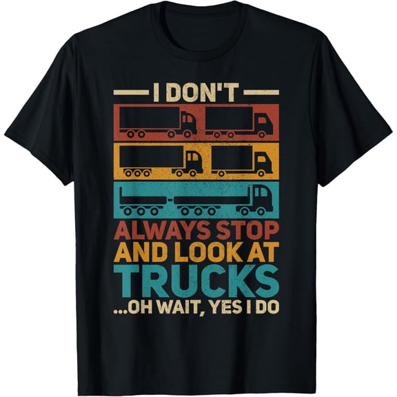 Semi Trucks Outfit Vintage Trailer Truck Funny Truck Driver T-Shirt
