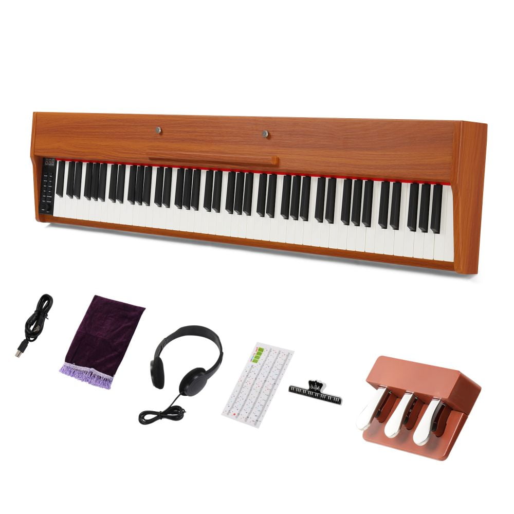Semi-Weighted Piano Keyboard 88 Keys: Full Size Electric Keyboard Piano for Beginners, Portable Keyboard with Stereo Speaker,Triple Pedal,Power Adapter,Support Bluetooth,USB MIDI, Walnut