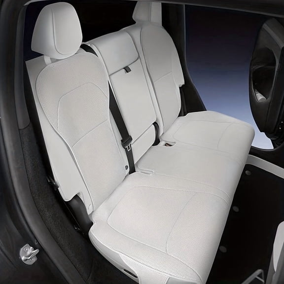 Semi-Wrapped Car Seat Cushion for 2025 Tesla Model Y, Custom Fit Premium Leather Seat Cover, Breathable & Wear-Resistant Interior Protector