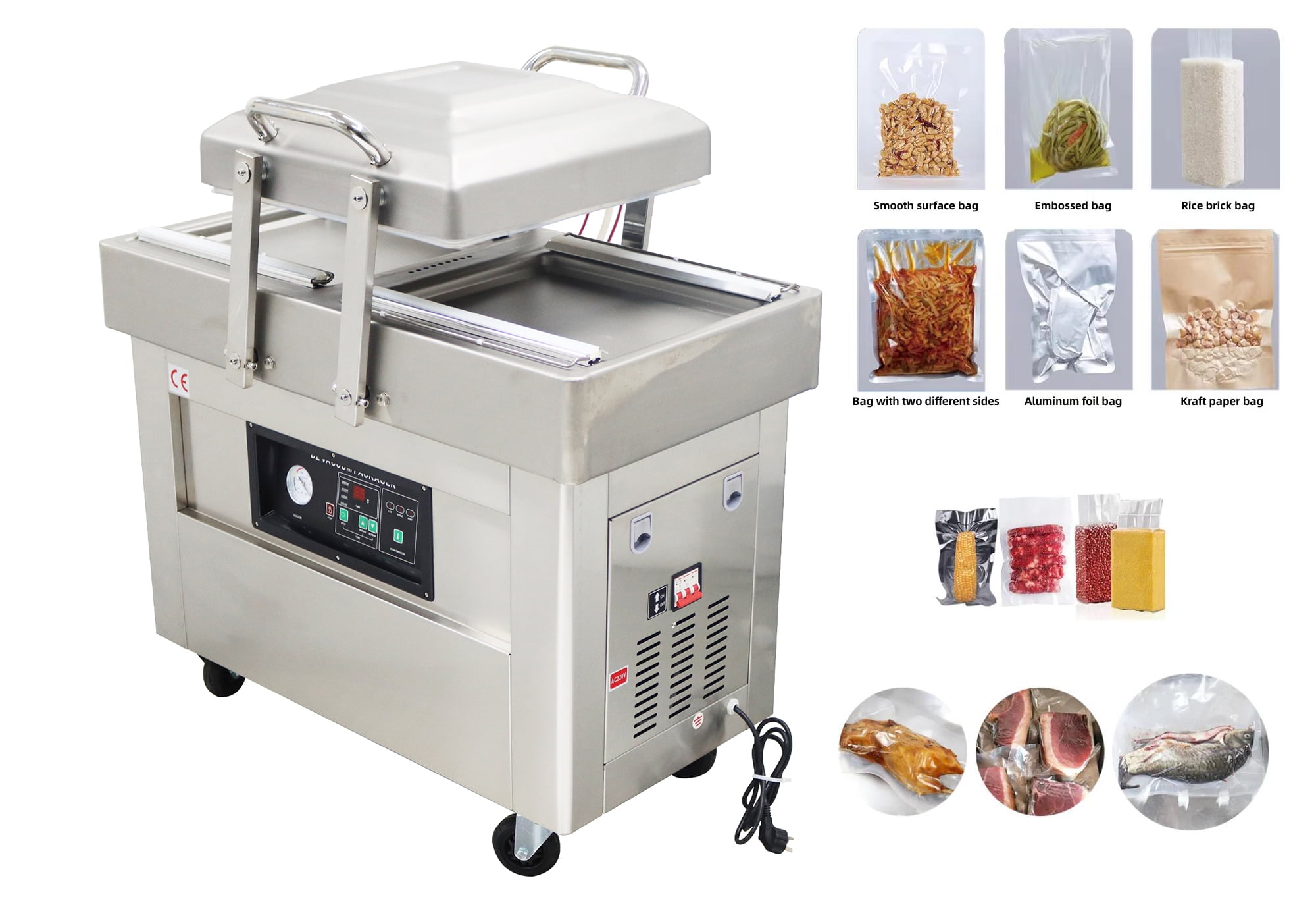 Semi-automatic Double Chamber Vacuum Sealer Packing Machine 220V