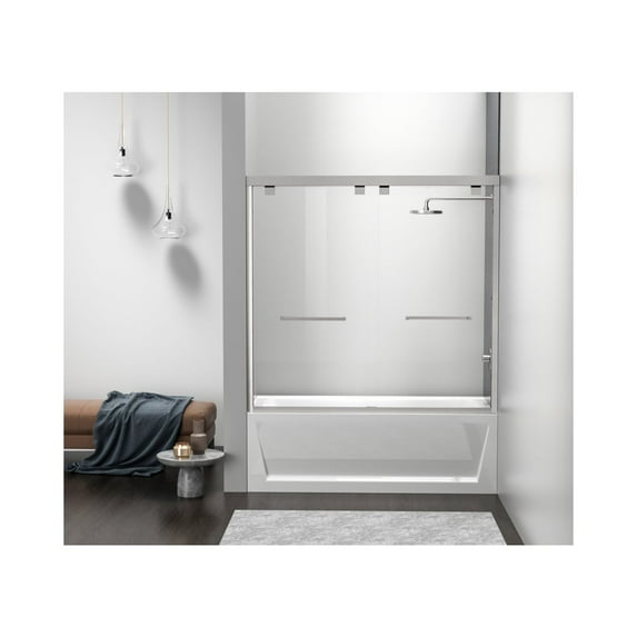 Elegant Kitchen and Bath Semi-Frameless Tub Door 60 X 60 Brushed Nickel