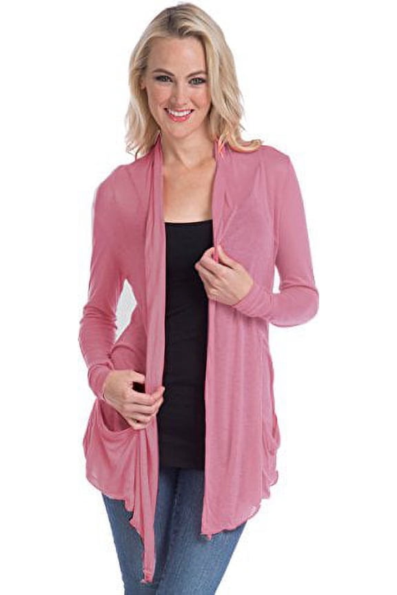 Semi-sheer Cardigan Cover-up with Pockets (2X, Mauve)