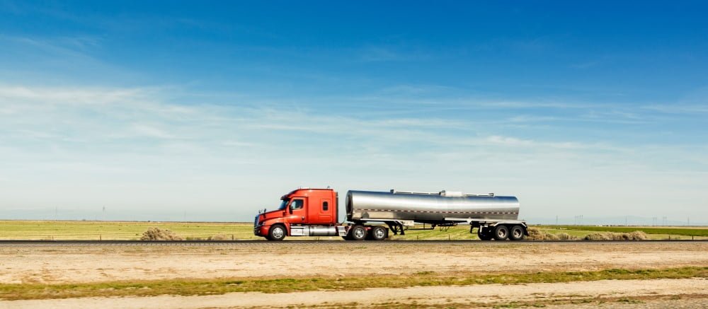 Semi truck moving on the highway US Interstate 5 California USA Canvas Art - Panoramic Images (14 x 30)