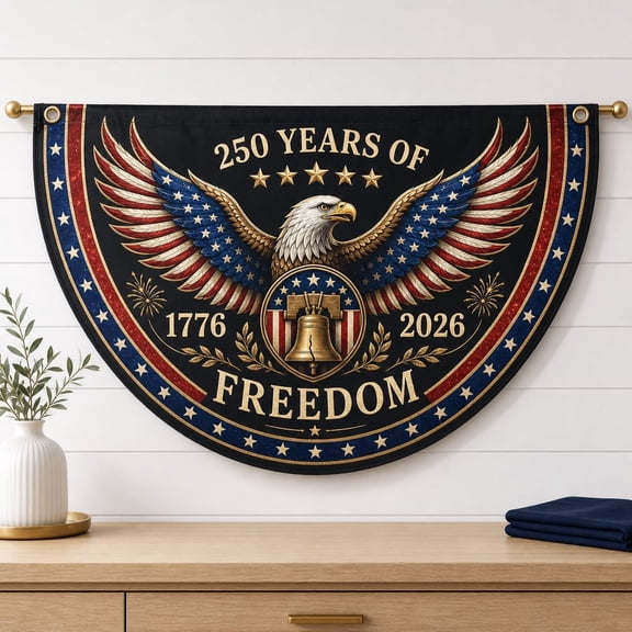Semicircle Decor Flag 250 Years of Freedom Patriotic Fan Flag Custom Family Name Banner