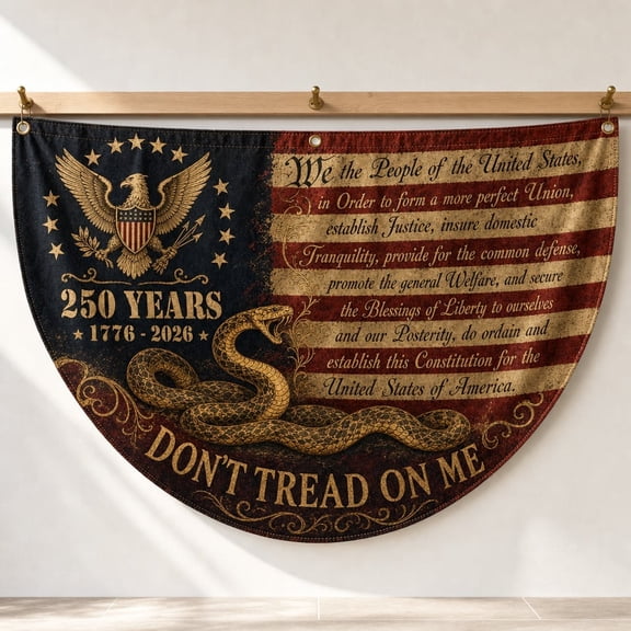 Semicircle Decor Flag Don't Tread on Me 250 Years Patriotic Semicircle Porch Flag Decor