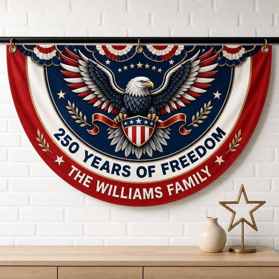 Semicircle Decor Flag Personalized 250 Years of Freedom Patriotic Semi Circle Fan Flag