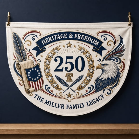 Semicircle Decor Flag Personalized America 250 Semicircle Decor Flag Patriotic Porch Banner