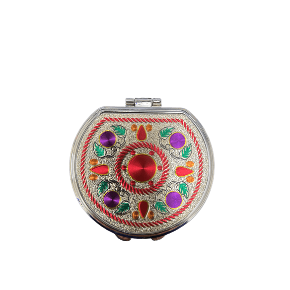 Semicircle Double Sided Compact Mirror, Stylish, Lightweight, Chic Accessory for Flawless On the Go Touch Ups, Unique Patterns Make It a Must Have Purse Essential for Beauty
