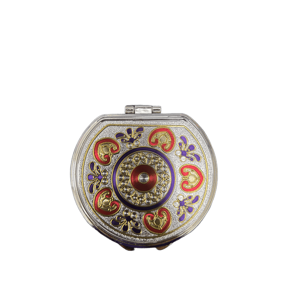 Semicircle Double Sided Compact Mirror, Stylish, Lightweight, Chic Accessory for Flawless On the Go Touch Ups, Unique Patterns Make It a Must Have Purse Essential for Beauty
