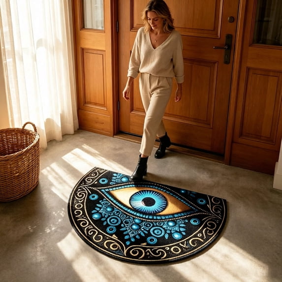 Semicircle Entryway Rug, Welcome Mat For Front Door And Patio, Printed Floor Mat For Indoor And Outdoor Use,G - 40X60Cm
