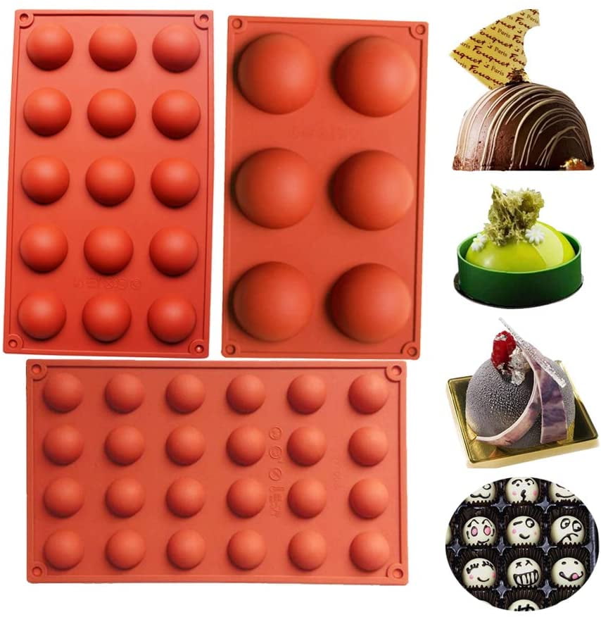 Semicircle Silicone Mold,Shxmlf Half Sphere Chocolate, Candy and Gummy Mold  Teacake Bakeware Set for Cake Decoration Mousse Dome Jelly Ice Cream Bombe