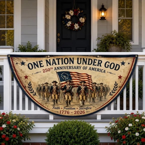 Semicircle USA 250th Anniversary Flag, One Nation Under God Banner