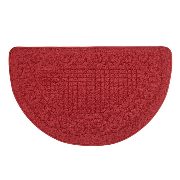 Semicircular Entrance Floor Mat - 24.8x15.7in Non-Slip Door Mat for Outdoor/Indoor Use, Polyester Waterproof Carpet Easy to Clean (Red)