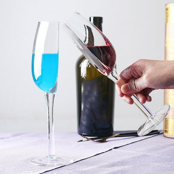 Semicircular Red Wine Cups,140ml Creative Crystal Glass, Portable Clear Half Wine Glass, Glass Champagne Cups, Half Red Wine Cup Glass, Long Stemmed Glassware