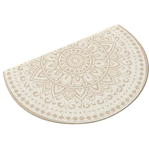 Semicircular Velvet Doormat, 40x60cm Half Moon Entryway Rug with 2D Print for Indoor Use