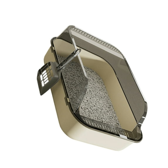 Semiclosed Cats Litter Pan Thick Antipill Wall Large Space Litter Box For Multiple Cats Odor Blocking Simple Cleaning