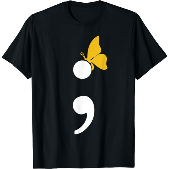 Semicolon Butterfly Suicide Depression Prevention T-Shirt