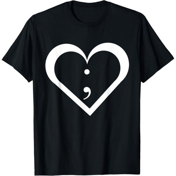 Semicolon Heart Mental Health Awareness T-Shirt