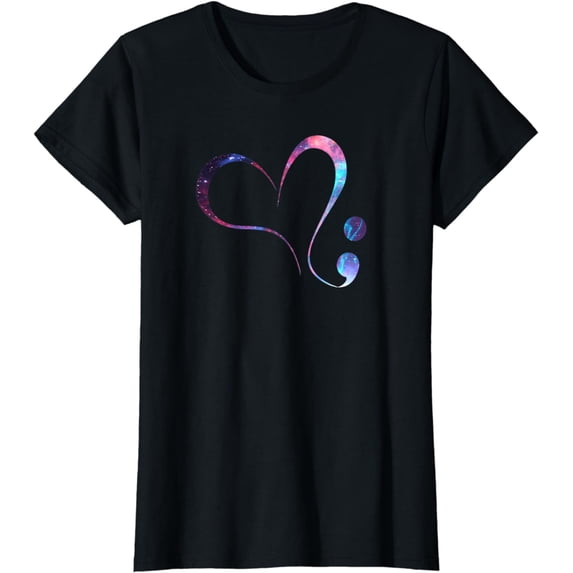 Semicolon Heart Suicide Prevention Awareness T-Shirt