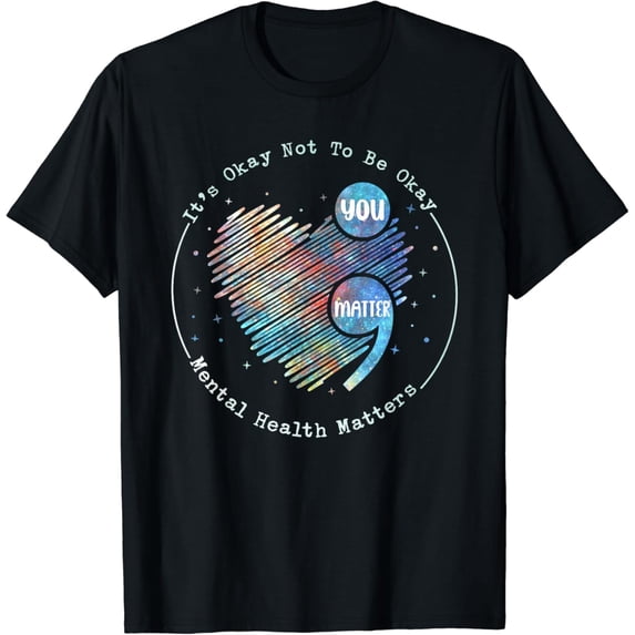 Semicolon Heart Suicide Prevention Mental Health Awareness Cotton T-Shirt