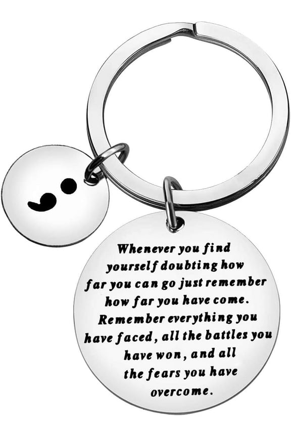 Semicolon Keychain Suicide Prevention Awareness Depression Awareness Inspirational Gift Encouragment Gift Keychain Mental Health Jewelry Christmas Birthday Gift