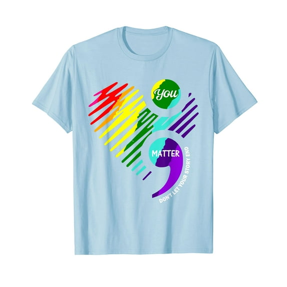 Semicolon Mental Health Awareness Shirt T-Shirt Don't let Your Story End Shirts Cute Funny