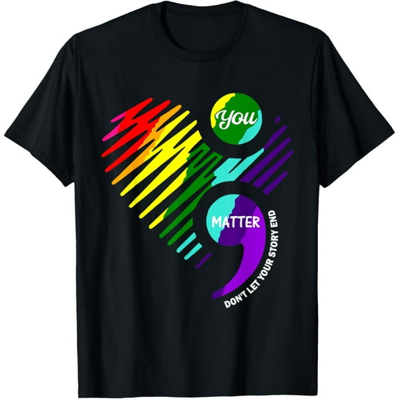 Semicolon Mental Health Awareness Shirt T-ShirtMen and women can wear, black T-shirts, gifts. Age: M,L,XL 2XL, 3XL, 1044XL