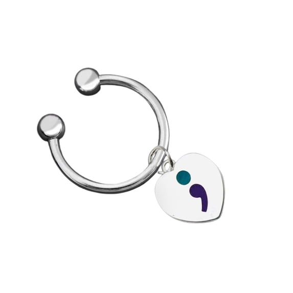 Semicolon Suicide Prevention Awareness Heart Key Chains