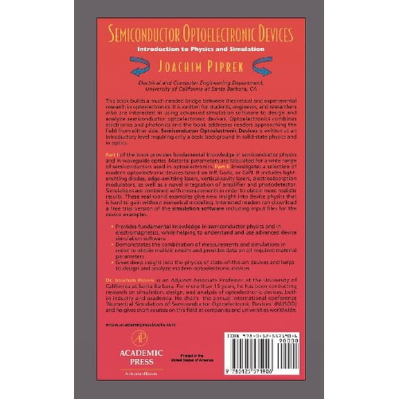 Pre-Owned Semiconductor Optoelectronic Devices: Introduction to Physics and Simulation, (Hardcover)