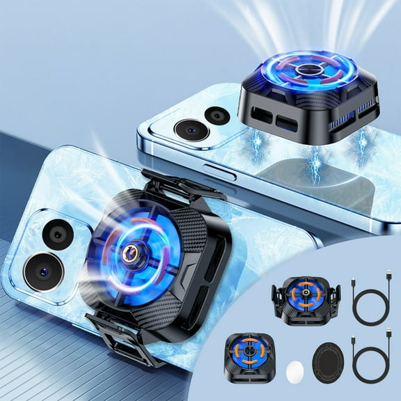 Semiconductor Phone Cooler with RGB Lights - Ultra-Quiet 24dB Gaming Phone Radiator, Type-C Powered Mobile Cooling Fan for iPhone/Android, Lightweight Heat-Conductive Design Prevents Overheating